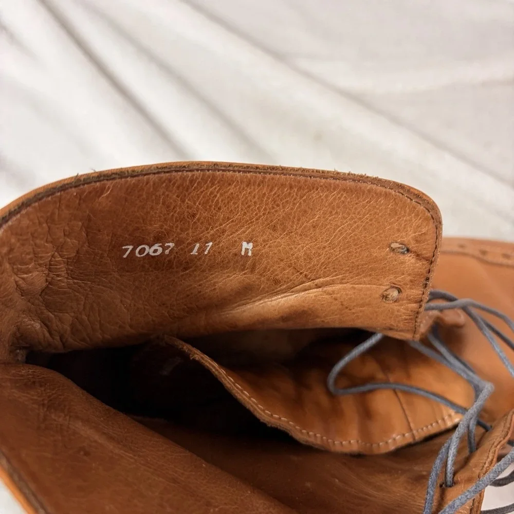 Vintage Cuoio Men's Italian Tan Leather Wingtip Brogue Boots Size 11 M #7067 GVC